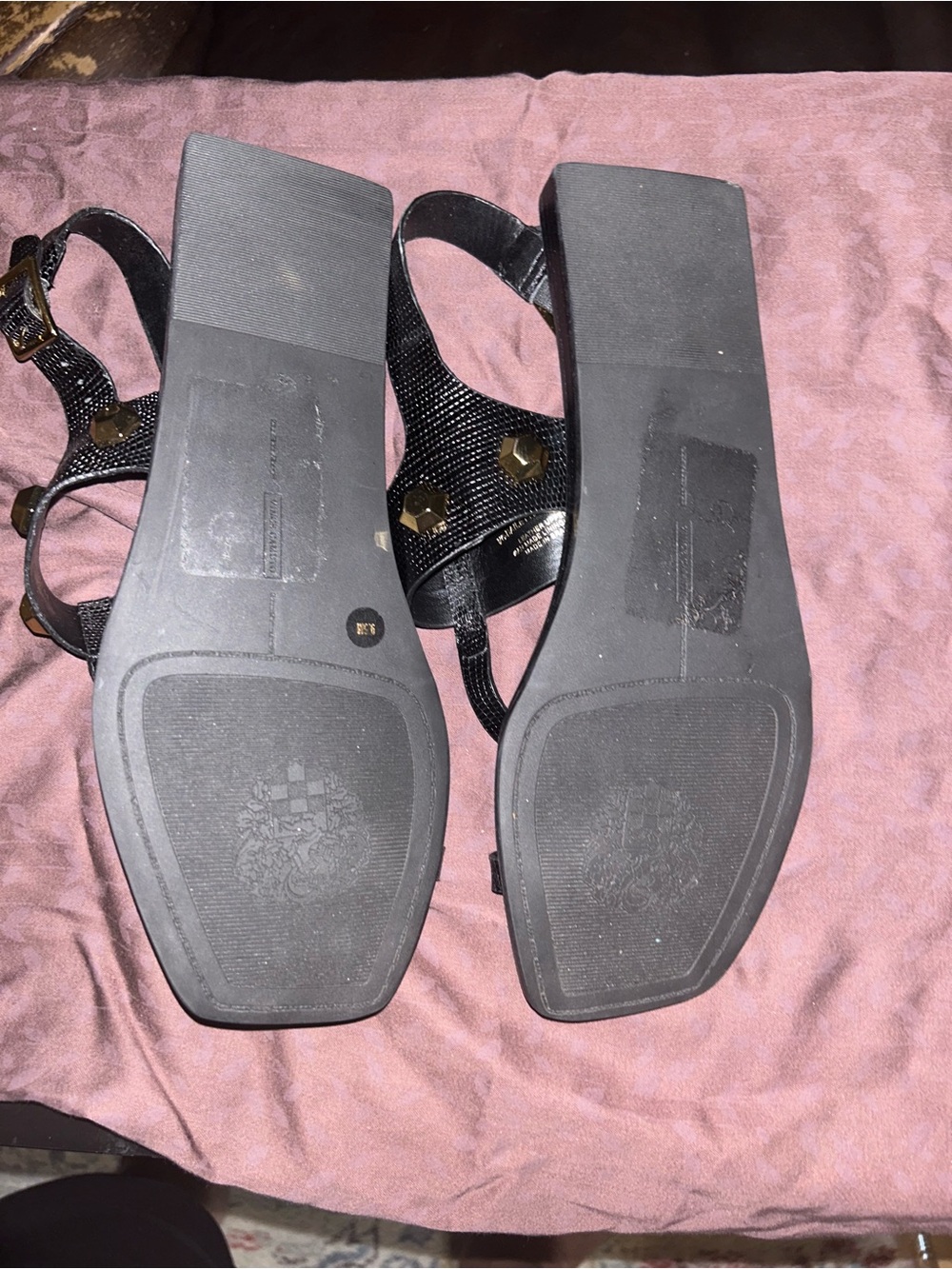 Vince Camuto Black Strappy Studded Sandals
